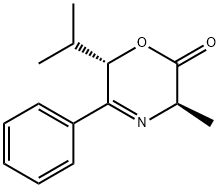 (3R,6S)-6-Isopropyl-3-methyl-5-phenyl-3,6-dihydro-2H-1,4-oxazin-2-one 结构式