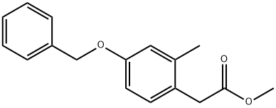 2-メチル-4-ベンジルオキシフェニル酢酸メチル 化学構造式
