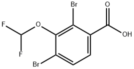 2,4-ジブロモ-3-(ジフルオロメトキシ)安息香酸 化学構造式