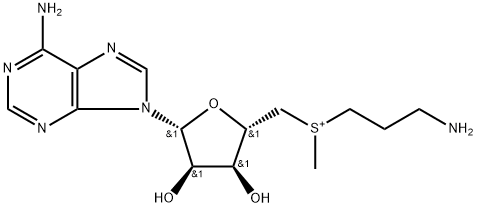 3-aminopropyl-[[5-(6-aminopurin-9-yl)-3,4-dihydroxy-oxolan-2-yl]methyl]-methyl-sulfonium 结构式