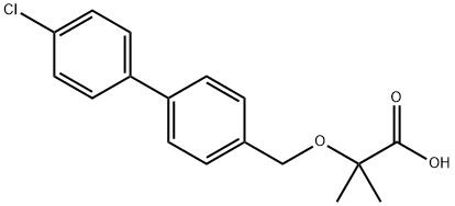 2-[(4'-クロロ[1,1'-ビフェニル]-4-イル)メトキシ]-2-メチルプロパン酸 化学構造式