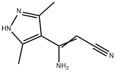 3-アミノ-3-(3,5-ジメチル-1H-ピラゾール-4-イル)プロペンニトリル 化学構造式