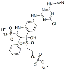2-Naphthalenesulfonic acid, 7-4-chloro-6-(cyanoamino)-1,3,5-triazin-2-ylamino-4-hydroxy-3-4-2-(sulfooxy)ethylsulfonylphenylazo-, lithium sodium salt Structure