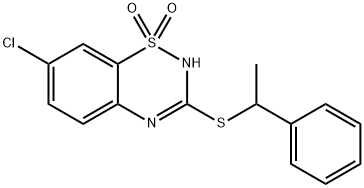 7-Chloro-3-(1-phenylethyl)sulfanyl-4H-1,2,4-benzothiadiazine 1,1-Dioxide Struktur