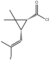 Cyclopropanecarbonyl chloride, 3-[(1E)-2-fluoro-1-propenyl]-2,2-dimethyl-, (1R,3S)- (9CI) Structure