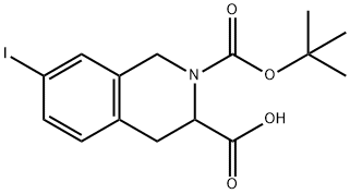 2-BOC-7-IODO-1,2,3,4-TETRAHYDROISOQUINOLINE-3-CARBOXYLIC ACID 化学構造式