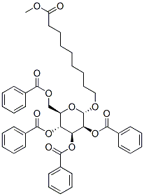 Nonanoic acid, 9-(2,3,4,6-tetra-O-benzoyl-.alpha.-D-mannopyranosyl)oxy-, methyl ester Structure