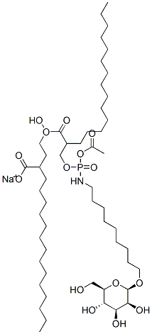 Hexadecanoic acid, (1R)-1-hydroxy2-9-(.alpha.-D-mannopyranosyloxy)-1-oxononylaminoethoxyphosphinyloxymethyl-1,2-ethanediyl ester, monosodium salt,228850-36-0,结构式