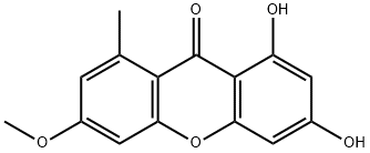 1,3-Dihydroxy-6-methoxy-8-methyl-9H-xanthen-9-one 结构式