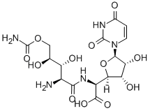 5-[(2-アミノ-5-O-アミノカルボニル-2-デオキシ-L-キシロノイル)アミノ]-1,5-ジデオキシ-1-(1,2,3,4-テトラヒドロ-2,4-ジオキソピリミジン-1-イル)-β-D-アロフラヌロン酸 化学構造式