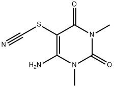 6-amino-1,3-dimethyl-5-thiocyanato-pyrimidine-2,4-dione 化学構造式