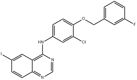 4 - [3-хлор-4-(3-фторбензилокси) фениламино]-6-iodoquinazoline структура