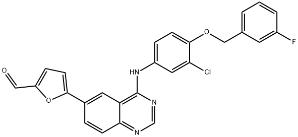 5-[4-((3-Chloro-4-((3-fluorobenzyl)oxy)phenyl)amino)quinazolin-6-yl]-2-furaldehyde