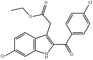 ETHYL 6-CHLORO-2-(4-CHLOROBENZOYL)INDOL-3-ACETIC ACID Structure