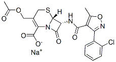 sodium (6R-trans)-3-(acetoxymethyl)-7-[[[3-(2-chlorophenyl)-5-methylisoxazol-4-yl]carbonyl]amino]-8-oxo-5-thia-1-azabicyclo[4.2.0]oct-2-ene-2-carboxylate Structure