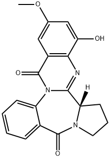 10H,16H-Pyrrolo[2,1-c]quinazolino[3,2-a][1,4]benzodiazepine-10,16-dione,  5b,6,7,8-tetrahydro-4-hydroxy-2-methoxy-,  (5bS)-  (9CI) Struktur