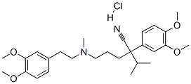 rac-(R*)-α-[3-[[2-(3,4-ジメトキシフェニル)エチル]メチルアミノ]プロピル]-3,4-ジメトキシ-α-(1-メチルエチル)ベンゼンアセトニトリル/塩酸,(1:1) 化学構造式