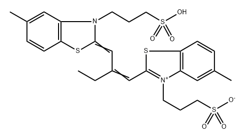 hydrogen 5-methyl-2-[2-[[5-methyl-3-(3-sulphonatopropyl)-3H-benzothiazol-2-ylidene]methyl]but-1-enyl]-3-(3-sulphonatopropyl)benzothiazolium|