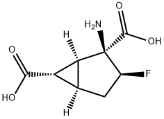 Bicyclo[3.1.0]hexane-2,6-dicarboxylic acid, 2-amino-3-fluoro-, (1S,2S,3S,5R,6S)- (9CI) Structure