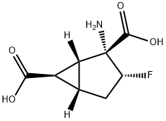 Bicyclo[3.1.0]hexane-2,6-dicarboxylic acid, 2-amino-3-fluoro-, (1R,2R,3R,5S,6R)- (9CI) Structure
