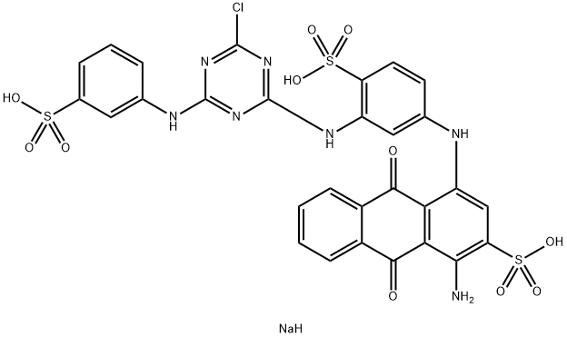 trisodium 1-amino-4-[3-[[4-chloro-6-(3-sulphonatoanilino)-1,3,5-triazin-2-yl]amino]-4-sulphonatoanilino]-9,10-dihydro-9,10-dioxoanthracene-2-sulphonate|1-氨基-4-[[3-[[4-氯-6-[(3-磺苯基)氨基]-1,3,5-三嗪-2-基]氨基]-4-磺苯基]氨基]-9,10-二氢-9,10-二氧代-2-蒽磺酸三钠盐