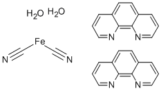 二氰双(1,10-菲啰啉)铁(II)二盐酸酯,23425-29-8,结构式