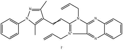 1,3-diallyl-2-[2-(3,5-dimethyl-1-phenyl-1H-pyrazol-4-yl)vinyl]-1H-imidazo[4,5-b]quinoxalinium iodide Struktur