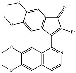 2-Bromo-3-(6,7-dimethoxyisoquinolin-1-yl)-5,6-dimethoxy-1H-inden-1-one,23434-75-5,结构式