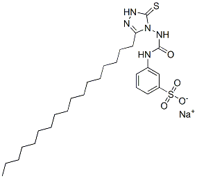 3-[[[(3-ヘプタデシル-1,5-ジヒドロ-5-チオキソ-4H-1,2,4-トリアゾール-4-イル)アミノ]カルボニル]アミノ]ベンゼンスルホン酸ナトリウム 化学構造式