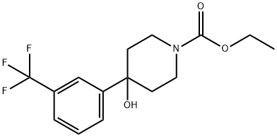4-ヒドロキシ-4-[3-(トリフルオロメチル)フェニル]-1-ピペリジンカルボン酸エチル 化学構造式