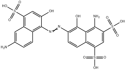 4-amino-6-[(6-amino-2-hydroxy-4-sulpho-1-naphthyl)azo]-5-hydroxynaphthalene-1,3-disulphonic acid ,23554-16-7,结构式