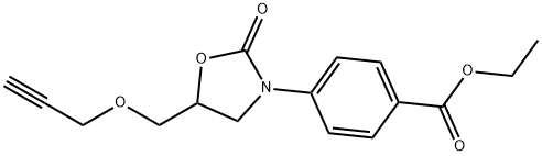 4-[2-オキソ-5-[(2-プロピニルオキシ)メチル]オキサゾリジン-3-イル]安息香酸エチル 化学構造式