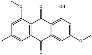 3-メチル-1,6-ジメトキシ-8-ヒドロキシアントラセン-9,10-ジオン 化学構造式
