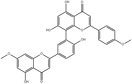2-(4-Methoxyphenyl)-5,7-dihydroxy-8-[2-hydroxy-5-(4-oxo-5-hydroxy-7-methoxy-4H-1-benzopyran-2-yl)phenyl]-4H-1-benzopyran-4-one Structure