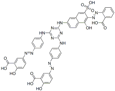 5,5'-[[6-[[5-ヒドロキシ-6-[(2-カルボキシフェニル)アゾ]-7-スルホ-2-ナフタレニル]アミノ]-1,3,5-トリアジン-2,4-ジイル]ビス[イミノ(4,1-フェニレン)アゾ]]ビス[2-ヒドロキシ安息香酸] 化学構造式