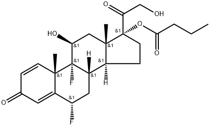 6A,9-二氟-11B,17,21-三羟基孕甾-1,4-二烯-3,20-二酮 17-丁酸酯, 23640-96-2, 结构式