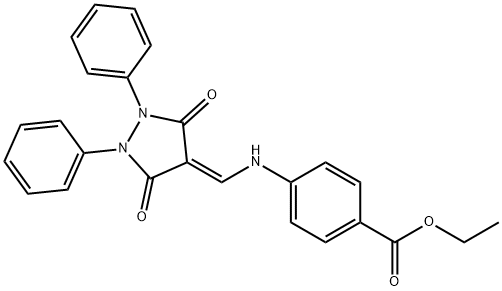 4-[[(3,5-Dioxo-1,2-diphenylpyrazolidin-4-ylidene)methyl]amino]benzoic acid ethyl ester Struktur