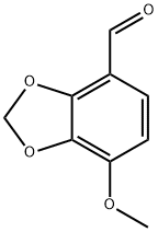 7-メトキシ-1,3-ベンゾジオキソール-4-カルボアルデヒド 化学構造式
