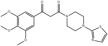 1-(2-Thiazolyl)-4-[3-(3,4,5-trimethoxyphenyl)-1,3-dioxopropyl]piperazine 结构式