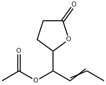 (+)-5-[(E)-1-アセトキシ-2-ブテニル]テトラヒドロフラン-2-オン 化学構造式