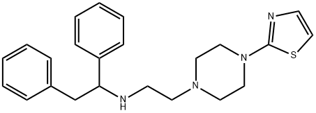 1-[2-[(1,2-ジフェニルエチル)アミノ]エチル]-4-(2-チアゾリル)ピペラジン 化学構造式