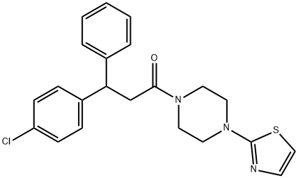 3-(p-クロロフェニル)-3-フェニル-1-[4-(2-チアゾリル)-1-ピペラジニル]-1-プロパノン 化学構造式