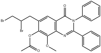 4(3H)-Quinazolinone,  6-(2,3-dibromopropyl)-7-hydroxy-8-methoxy-2,3-diphenyl-,  acetate  (ester)  (8CI) 化学構造式