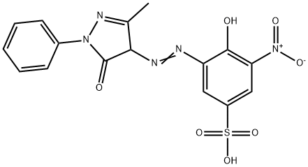 3-[(4,5-dihydro-3-methyl-5-oxo-1-phenyl-1H-pyrazol-4-yl)azo]-4-hydroxy-5-nitrobenzenesulphonic acid,24041-30-3,结构式