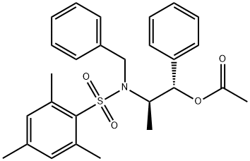 (1S,2R)-2-[N-BENZYL-N-(MESITYLENESULFONYL)AMINO]-1-PHENYLPROPYL ACETATE Struktur