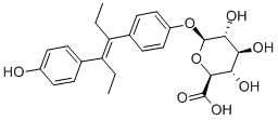 4-[(E)-1-エチル-2-(4-ヒドロキシフェニル)-1-ブテニル]フェニルβ-D-グルコピラノシドウロン酸 化学構造式
