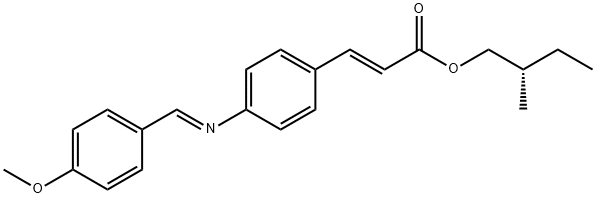 (S)-(+)-2-甲基丙烯酸[(对甲氧基亚苄基)氨基]肉桂酸酯 结构式