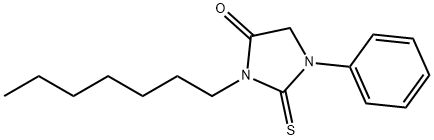 3-ヘプチル-1-フェニル-2-チオキソイミダゾリジン-4-オン 化学構造式