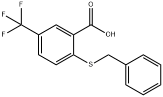 2-benzylsulfanyl-5-(trifluoromethyl)benzoic acid Struktur