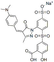 sodium hydrogen 5-[[2-[4-[[4-(dimethylamino)phenyl]methylene]-4,5-dihydro-3-methyl-5-oxo-1H-pyrazol-1-yl]-4-sulphonatophenyl]sulphonyl]salicylate Structure